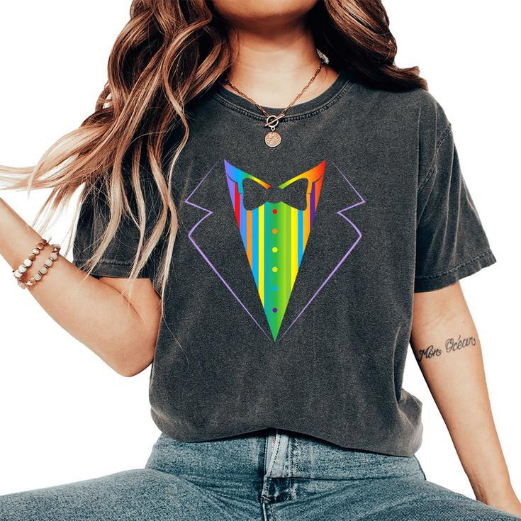 Rainbow Tux  Cute Lgbtq Gay Pride Month Women's Oversized Comfort T-Shirt