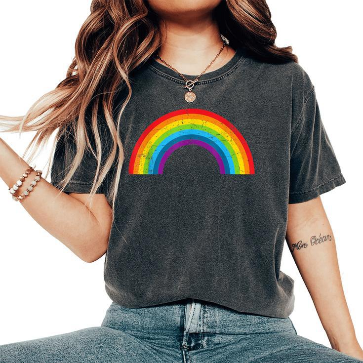 Rainbow Vintage Retro 80'S Style Gay Pride Rainbow Women's Oversized Comfort T-Shirt