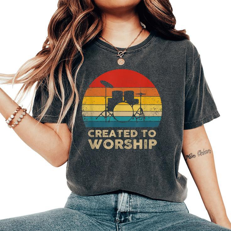 Retro Christian Drummer Vintage Women's Oversized Comfort T-Shirt