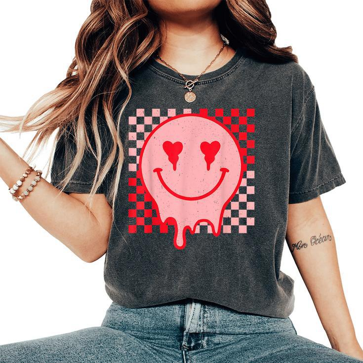 Retro Groovy Valentines Day Hippie Heart Matching Women's Oversized Comfort T-Shirt