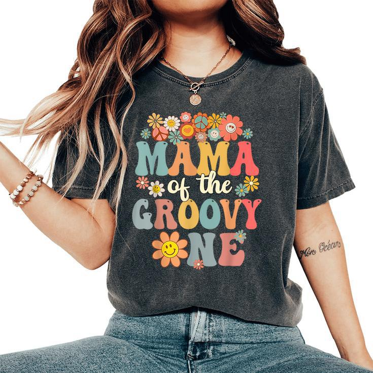 Retro Mama Of Groovy One Matching Family 1St Birthday Party Women's Oversized Comfort T-Shirt