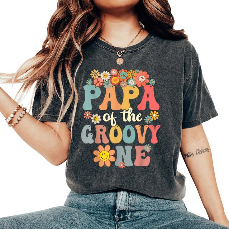 Retro Papa Of Groovy One Matching Family 1St Birthday Party Women's Oversized Comfort T-Shirt
