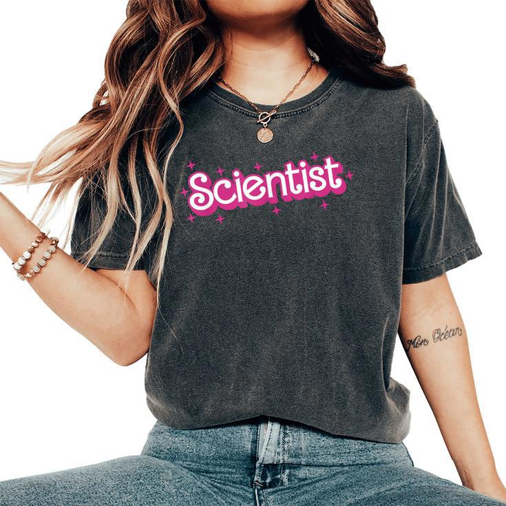 Retro Pink Scientist Science Teacher Back To School Women's Oversized Comfort T-Shirt