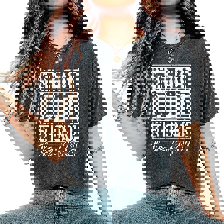 Retro Straight Outta 5Th Grade Graduation Class Of 2024 Grad Women's Oversized Comfort T-Shirt