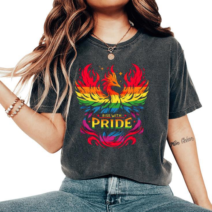 Rise With Pride Rainbow Phoenix Lgbtq Community Women's Oversized Comfort T-Shirt