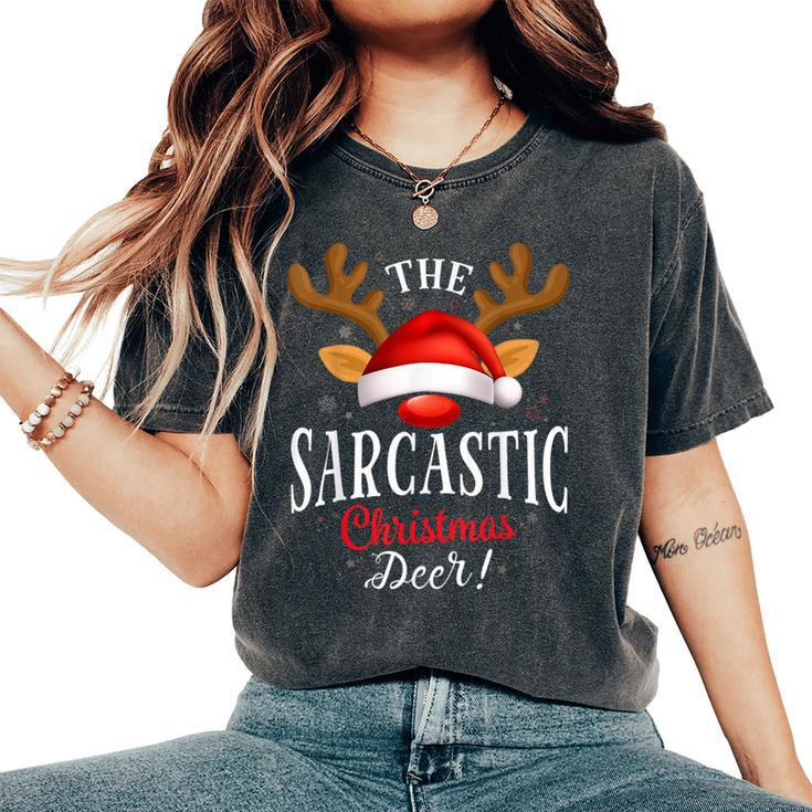 Sarcastic Christmas Deer Pjs Xmas Family Matching Women's Oversized Comfort T-Shirt