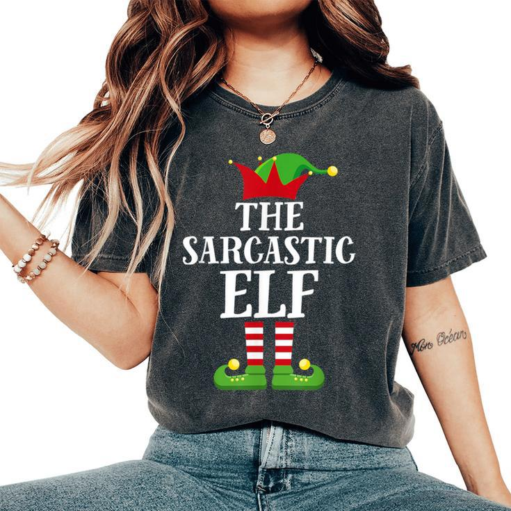 Sarcastic Elf Family Matching Christmas Group Elf Pajama Women's Oversized Comfort T-Shirt