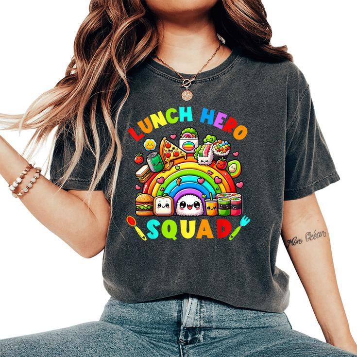 School Lunch Lady Squad A Food Team Rainbow Lunch Hero Squad Women's Oversized Comfort T-Shirt