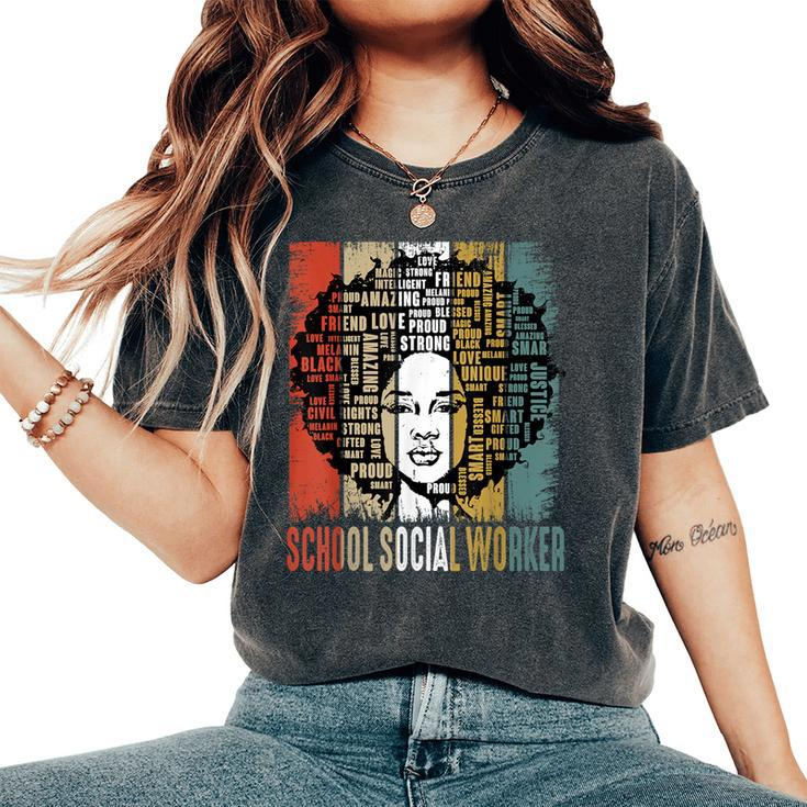 School Social Worker Afro African Black History Month Women's Oversized Comfort T-Shirt