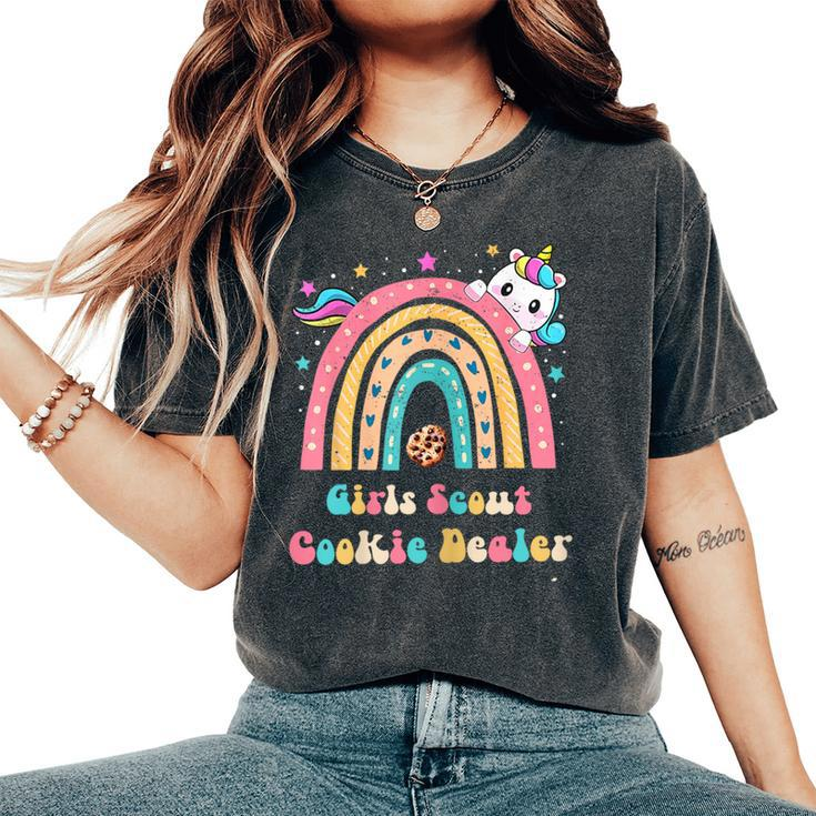 Scouts For Girls Cookie Dealer Rainbow And Unicorn Women's Oversized Comfort T-Shirt
