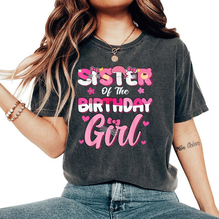 Sister Of The Birthday Girl Cat Kitty Family Matching Women's Oversized Comfort T-Shirt