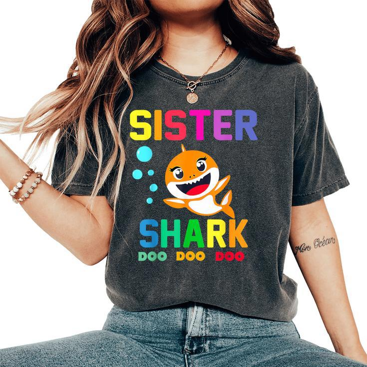 Sister Of The Shark Birthday Family Matching Birthday Women's Oversized Comfort T-Shirt