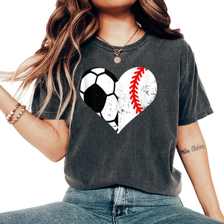 Soccer Baseball Heart Soccer Baseball Mom Women's Oversized Comfort T-Shirt