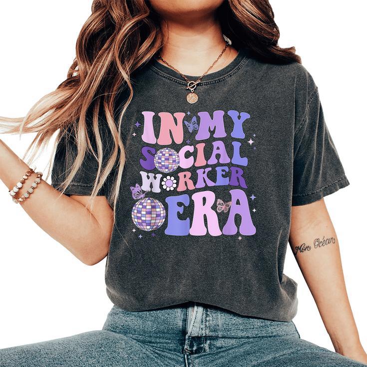 In My Social Worker Era Retro Groovy School Social Worker Women's Oversized Comfort T-Shirt