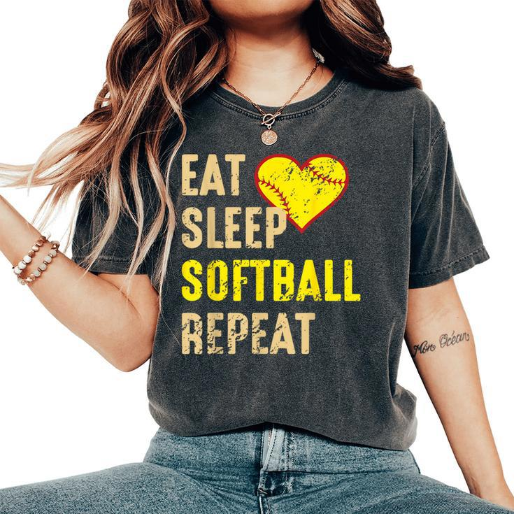 Softball Eat Sleep Softball Repeat Girls Softball Women's Oversized Comfort T-Shirt