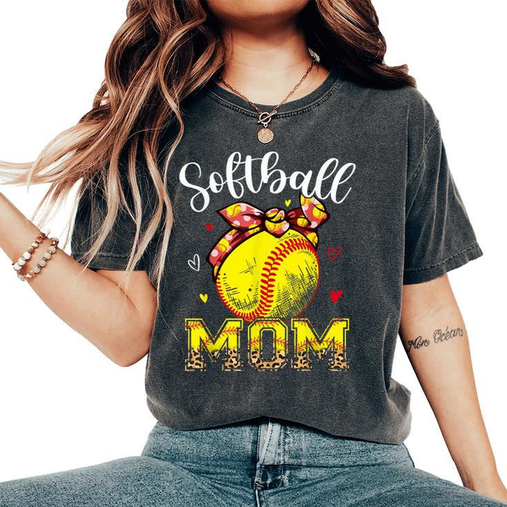 Softball Mom Headband Leopard Softball Ball Mama Women's Oversized Comfort T-Shirt