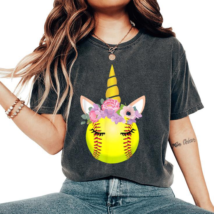 Softball Unicorn Unicorn Lover For Girls Women's Oversized Comfort T-Shirt