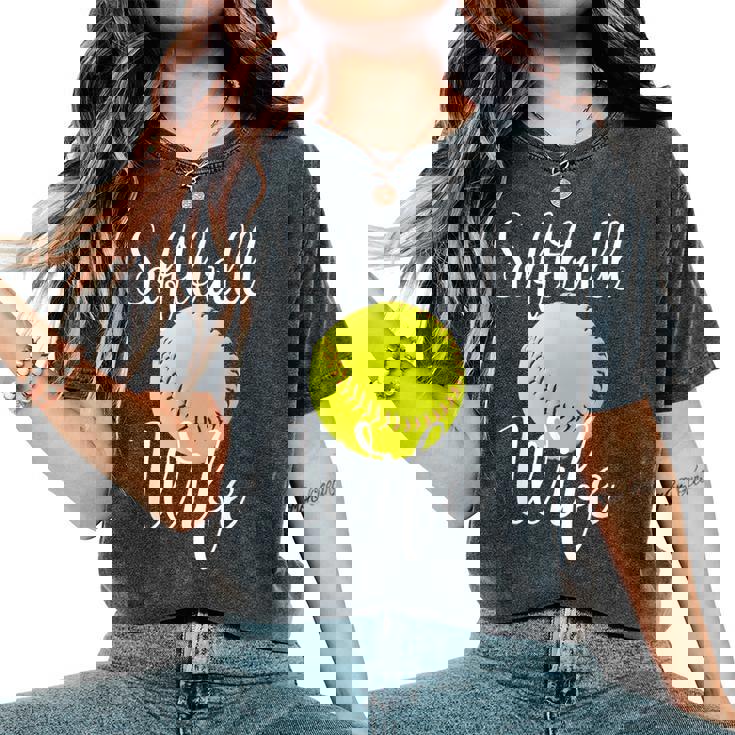 Softball Wife Ball For Mom Softball Wife Cute Women's Oversized Comfort T-Shirt