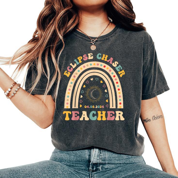 Solar Eclipse Chaser 2024 April 8 Teacher Teaching Educator Women's Oversized Comfort T-Shirt
