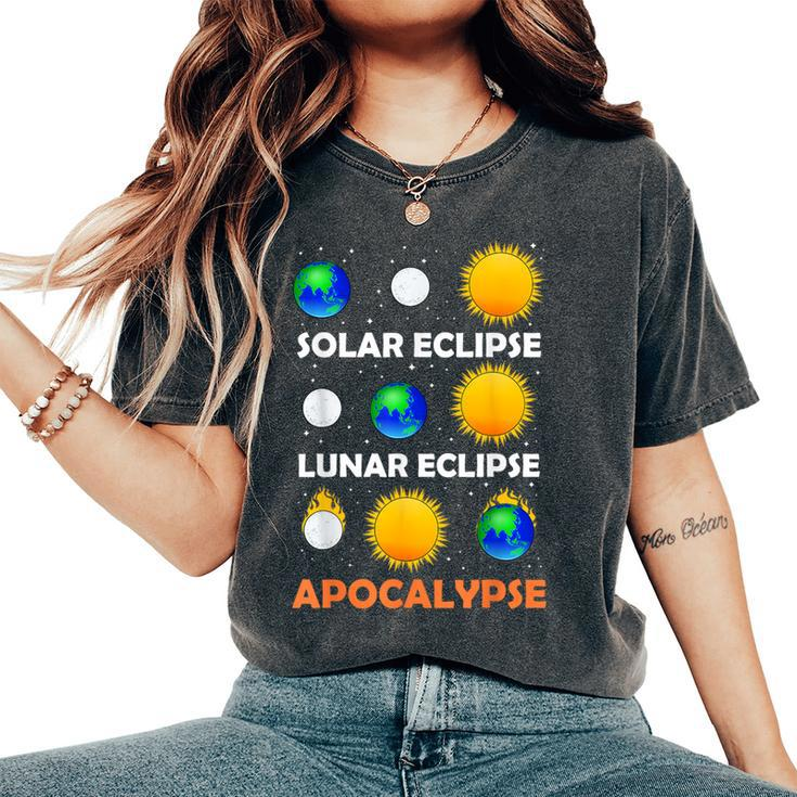 Solar Eclipse Lunar Science Teacher Space Eclipse Apocalypse Women's Oversized Comfort T-Shirt
