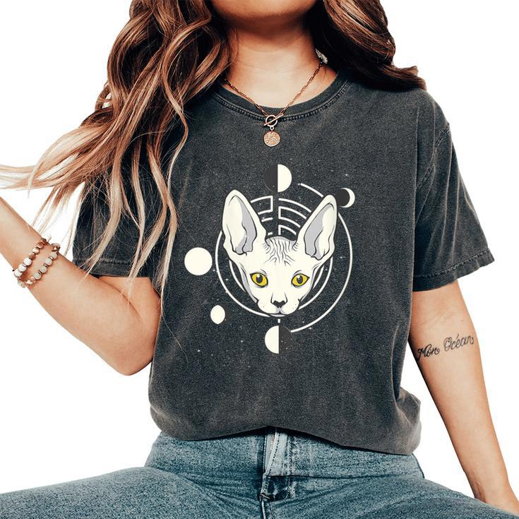 Sphynx Cat Moon Phase Gothic Women's Oversized Comfort T-Shirt