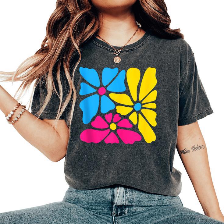 Subtle Pansexual Flower Floral Pan Pride Month Lgbtq Plant Women's Oversized Comfort T-Shirt