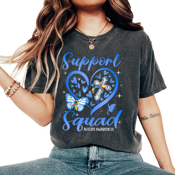 Support Squad Heart Christian Cross Autism Awareness Women's Oversized Comfort T-Shirt