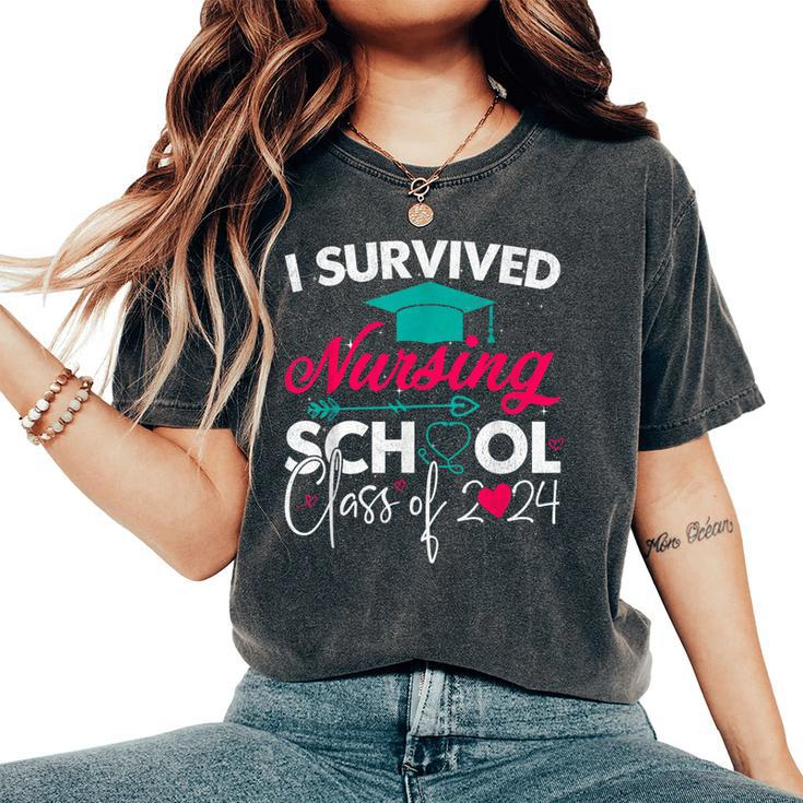 I Survived Nursing School Class Of 2024 Nurse Graduation Women's Oversized Comfort T-Shirt