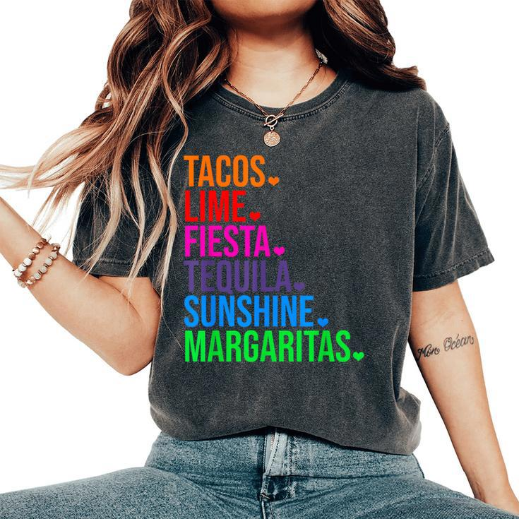 Tacos Lime Fiesta Tequila Cinco De Mayo Women's Oversized Comfort T-Shirt