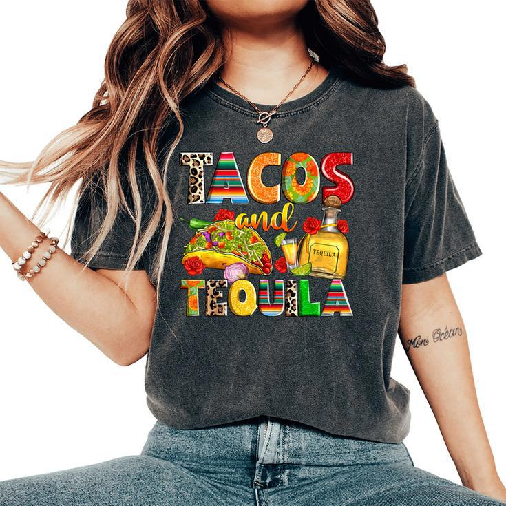 Tacos And Tequila Cinco De Mayo Leopard For Women Women's Oversized Comfort T-Shirt