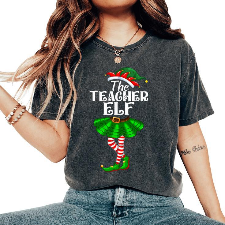 Teacher Elf Christmas Costume Matching Family Elf Squad Women's Oversized Comfort T-Shirt