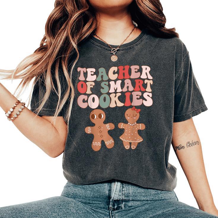 Teacher Of Smart Cookies Retro Groovy Gingerbread Women's Oversized Comfort T-Shirt