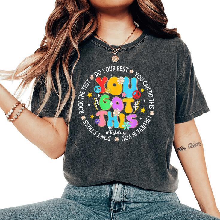 Teacher Test Day Rock The Test Testing Day You Got This Women's Oversized Comfort T-Shirt