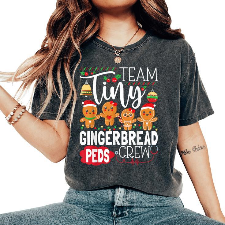 Team Tiny Gingerbread Peds Crew Christmas Pediatric Nurse Women's Oversized Comfort T-Shirt