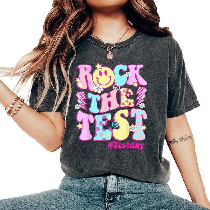 Testing Day Teacher Student Motivational Rock The Test Women's Oversized Comfort T-Shirt