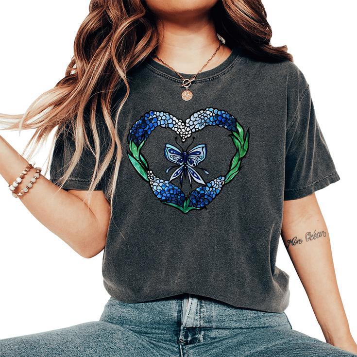 Texas Bluebonnets Blue Butterfly Women's Oversized Comfort T-Shirt