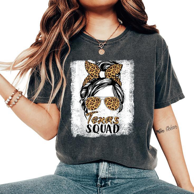 Texas Squad Summer Girls Trip 2024 Messy Bun Leopard Women's Oversized Comfort T-Shirt