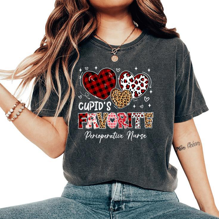 Three Hearts Cupid's Favorite Perioperative Nurse Valentine Women's Oversized Comfort T-Shirt