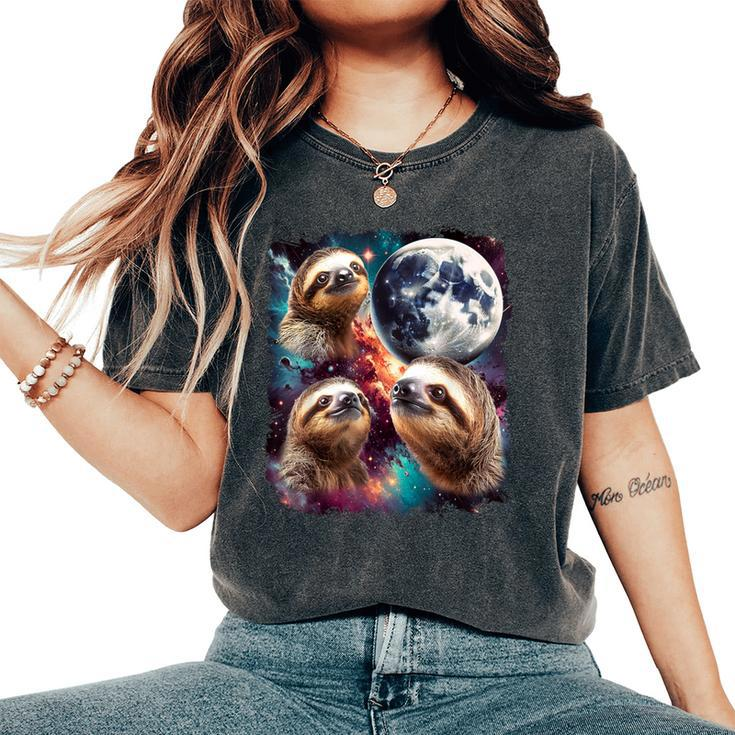 Three Sloth Moon 3 Sloth Moon Cursed Meme Women's Oversized Comfort T-Shirt