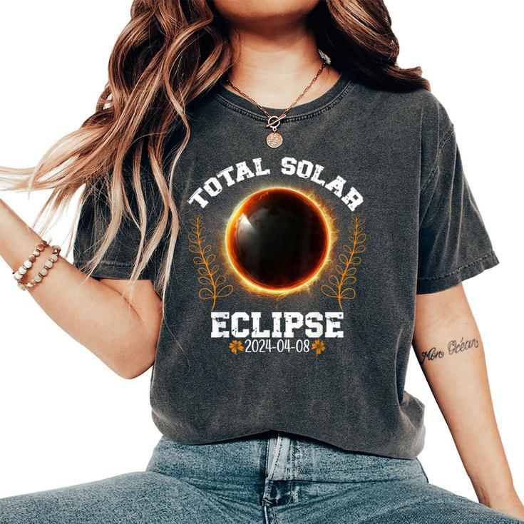 Total Solar Eclipse 2024 Flower Totality Spring 08-04-2024 Women's Oversized Comfort T-Shirt