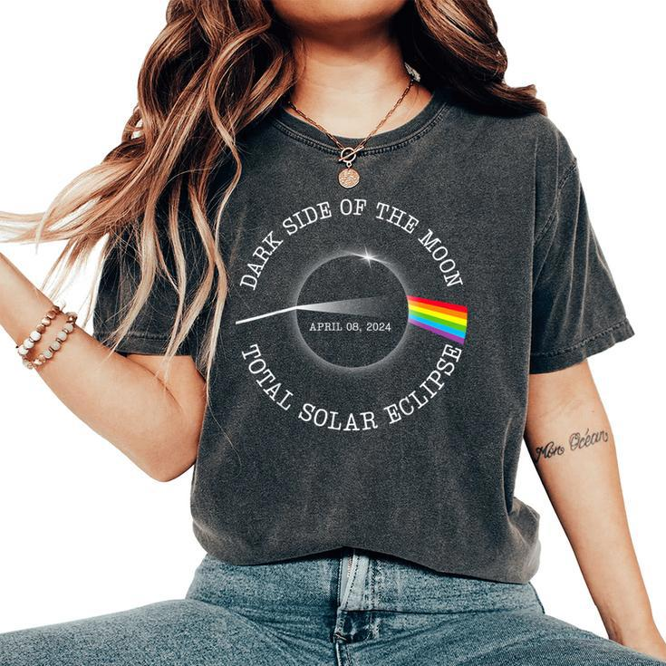 Total Solar Eclipse 2024 Rainbow Totality Dark Side Moon Women's Oversized Comfort T-Shirt