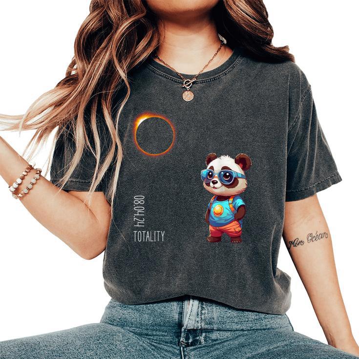 Totality Panda Solar Eclipse 08042024 Cute Eclipse Girls Women's Oversized Comfort T-Shirt