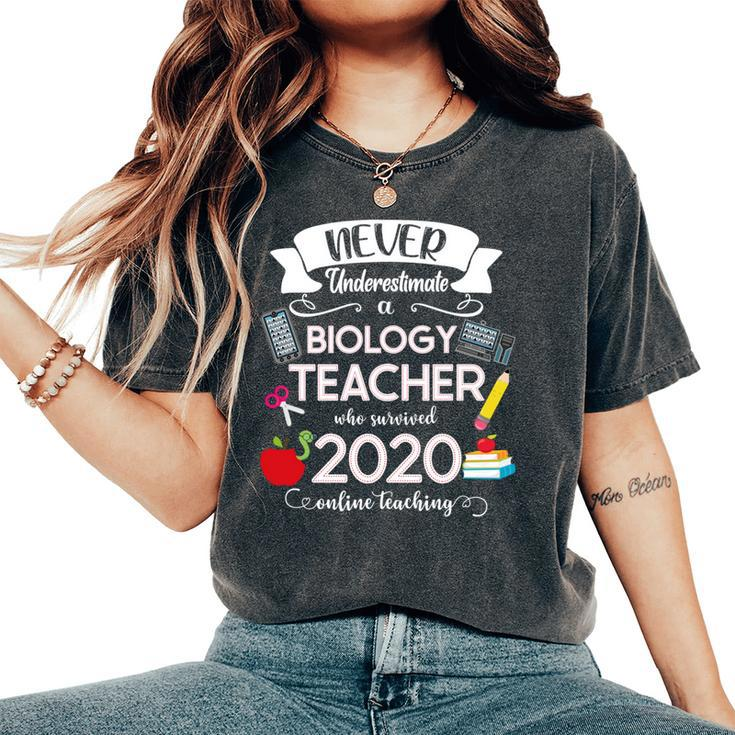 Never Underestimate A Biology Teacher Who Survived 2020 Women's Oversized Comfort T-Shirt