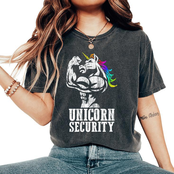Unicorn Security Rainbow Muscle Manly Christmas Women's Oversized Comfort T-Shirt