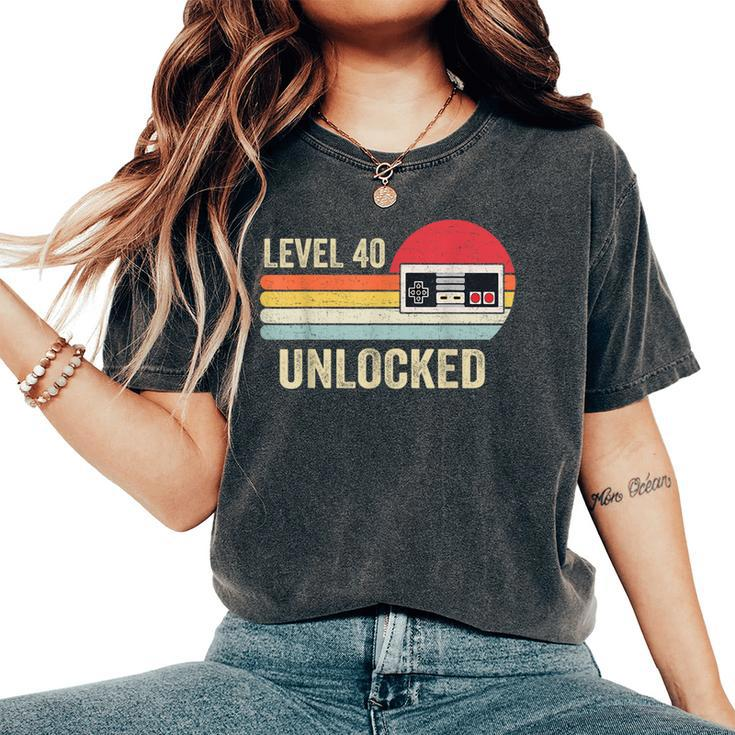 Unlocked Level 40 Birthday Video Game Controller Women's Oversized Comfort T-Shirt