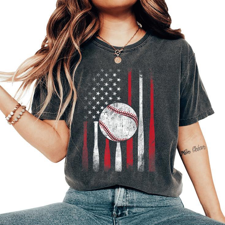 Vintage American Flag Baseball Team For Boys Girls Women Women's Oversized Comfort T-Shirt