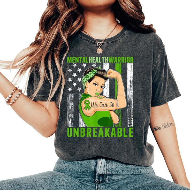 Vintage Flag American Support Warrior Mental Health Women's Oversized Comfort T-Shirt