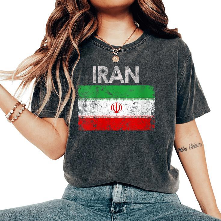 Vintage Iran Iranian Flag Pride Women's Oversized Comfort T-Shirt