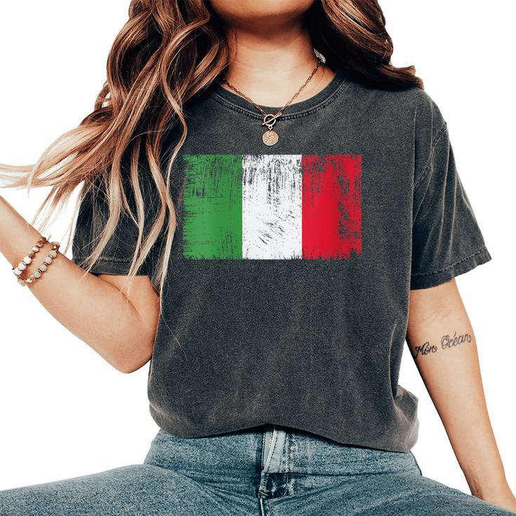 Vintage Italian Banner Fan Italy Flag Italia Retro Women's Oversized Comfort T-Shirt