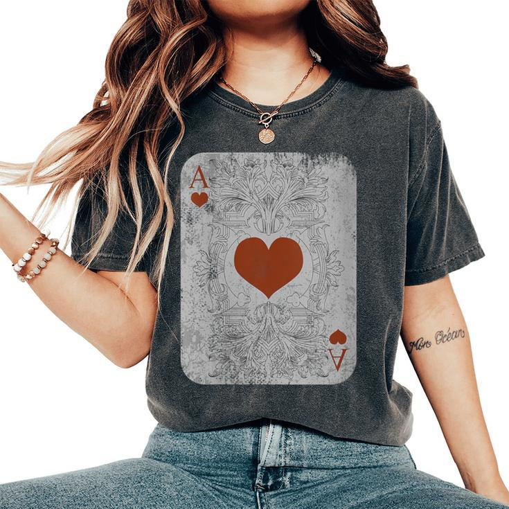 Vintage Poker Playing Cards Ace Of Hearts Women's Oversized Comfort T-Shirt